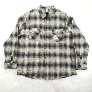 Hurley Shirt Mens 2XL Blue Beige Flannel Plaid Pockets Southwest Long Sleeve
